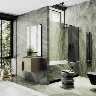 Шторка на ванну MaybahGlass MGV-133-6у 44см чёрный